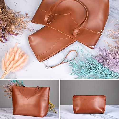 SUNLIGHT LEAVES Tote Bag Light Brown Camel For Women Vegan Leather Large Simple Vintage Shoulder Handbag Classic Purse