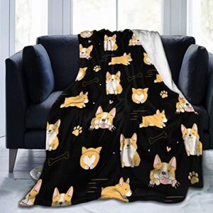 gyuiyti cute corgis blanket – 60x50 inch corgis throw blanket, fleece flannel soft blanket for bedroom sofa living room