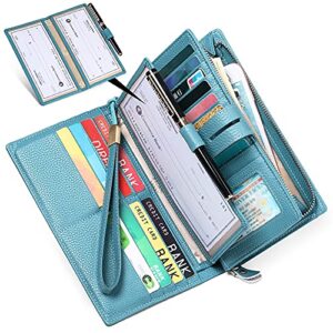 SENDEFN Women's Wallet Large Capacity RFID Blocking Leather Wallets Credit Cards Organizer with Checkbook Holder