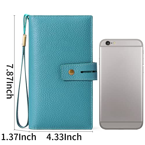 SENDEFN Women's Wallet Large Capacity RFID Blocking Leather Wallets Credit Cards Organizer with Checkbook Holder