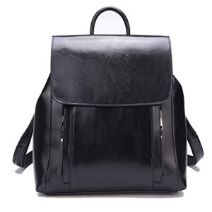 fl fantasylinen women backpack purse fashion genuine leather backpack waterproof rucksack anti-theft casual travel bag zipper purse (black)