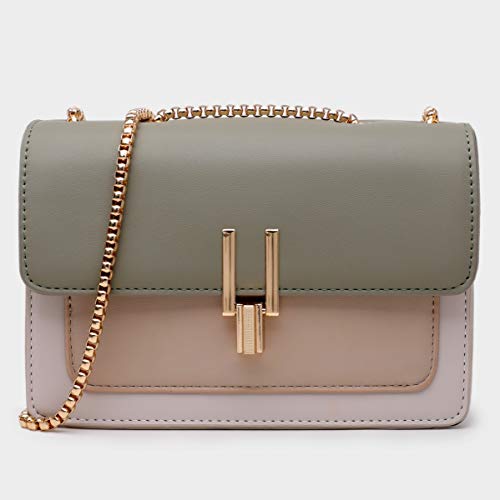 Crossbody Bags for Women Leather Cross Body Purses Cute Color-Block Designer Handbags Shoulder Bag Medium Size Green