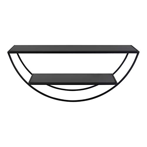 Kate and Laurel Tancill Modern Wall Shelf, 26 x 11, Black, Chic Two-Tier Half-Circle Shelf for Wall