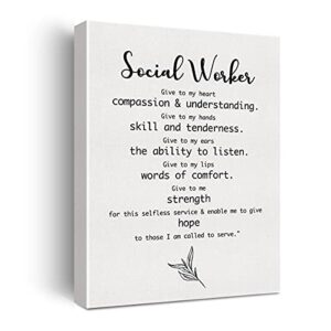 social worker gifts for women men,motivational social worker quote poster canvas wall art painting ready to hang for home/office/living room decor – graduation birthday christmas gifts – easel & hanging hook 11.5×15 inch