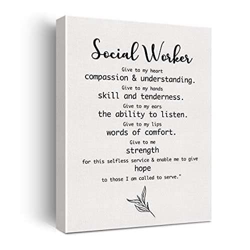 Social Worker Gifts for Women Men,Motivational Social Worker Quote Poster Canvas Wall Art Painting Ready to Hang for Home/Office/Living Room Decor - Graduation Birthday Christmas Gifts - Easel & Hanging Hook 11.5x15 Inch