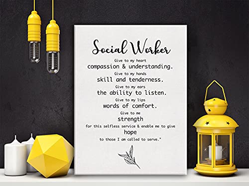 Social Worker Gifts for Women Men,Motivational Social Worker Quote Poster Canvas Wall Art Painting Ready to Hang for Home/Office/Living Room Decor - Graduation Birthday Christmas Gifts - Easel & Hanging Hook 11.5x15 Inch