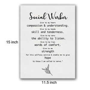 Social Worker Gifts for Women Men,Motivational Social Worker Quote Poster Canvas Wall Art Painting Ready to Hang for Home/Office/Living Room Decor - Graduation Birthday Christmas Gifts - Easel & Hanging Hook 11.5x15 Inch