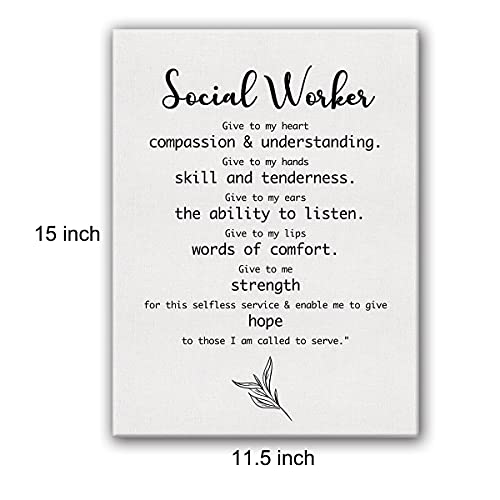 Social Worker Gifts for Women Men,Motivational Social Worker Quote Poster Canvas Wall Art Painting Ready to Hang for Home/Office/Living Room Decor - Graduation Birthday Christmas Gifts - Easel & Hanging Hook 11.5x15 Inch