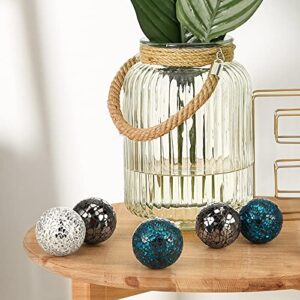 Mosaic Glass Orbs Mosaic Sphere Glass Globe Decorative Orbs Centerpiece Balls Decorative Glass Balls for Bowls Vases Dining Table Centerpiece Decor (Sliver, Turquoise, Black,6 Pieces)