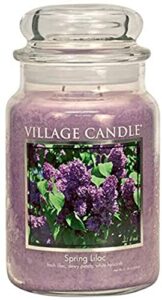 village candle spring lilac, large glass apothecary jar scented candle, 21.25 oz, purple