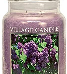 Village Candle Spring Lilac, Large Glass Apothecary Jar Scented Candle, 21.25 oz, Purple