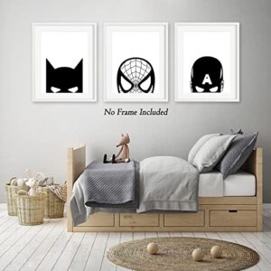 Superhero Spiderman Canvas Wall Art Black and White Nursery Wall Art Superhero Posters Spiderman Pictures Painting Wall Decor Superhero Poster for Kids Boy Room 12x16x3 Inch Unframed