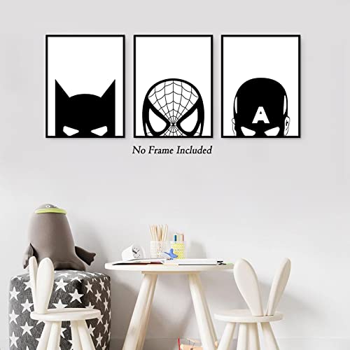 Superhero Spiderman Canvas Wall Art Black and White Nursery Wall Art Superhero Posters Spiderman Pictures Painting Wall Decor Superhero Poster for Kids Boy Room 12x16x3 Inch Unframed