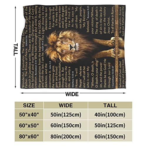 BUUGVIIL Bible Verse Blanket Biblical Gifts for Women Christian Gifts Lion Prayer Religious Throw Blankets for Couch Sofa Bed Warm Gifts 50X60 Inch