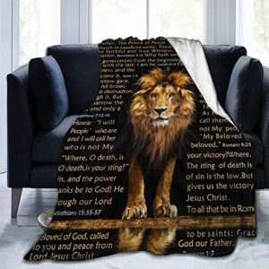 BUUGVIIL Bible Verse Blanket Biblical Gifts for Women Christian Gifts Lion Prayer Religious Throw Blankets for Couch Sofa Bed Warm Gifts 50X60 Inch