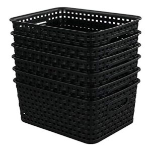 yarebest 6-pack black plastic weave basket, small cupboard basket