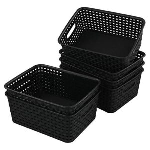 Yarebest 6-Pack Black Plastic Weave Basket, Small Cupboard Basket
