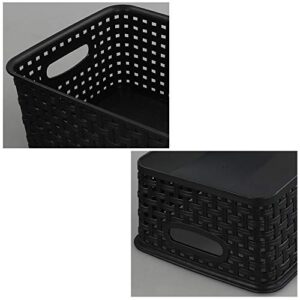 Yarebest 6-Pack Black Plastic Weave Basket, Small Cupboard Basket