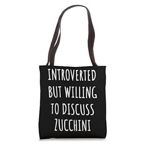 funny introverted zucchini tote bag