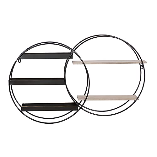 Deco 79 Metal Round 5 Shelves Wall Shelf, 34" x 7" x 20", Black