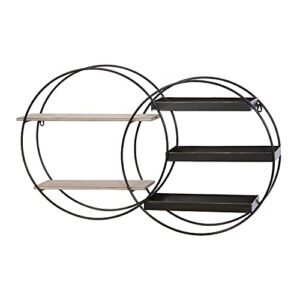 Deco 79 Metal Round 5 Shelves Wall Shelf, 34" x 7" x 20", Black