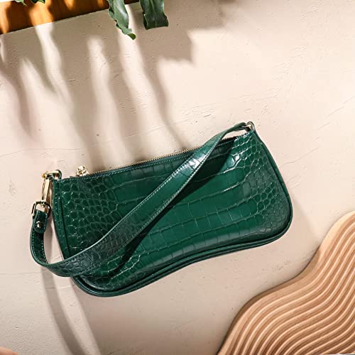 S.Leaf Retro Shoulder Bag Soft Crocodile Vegan Leather PU Handbags for Women Clutch Purse Designer Handbags for Women