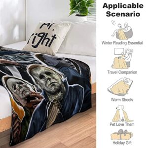 Horror Movie Blanket Collage Art Throw Blanket Warm Plush Cozy Soft Blankets for Chair/Bed/Couch/Sofa Home 40"×50"