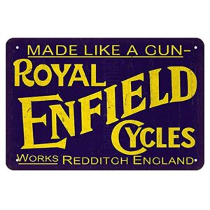 royal enfield retro metal tin sign royal poster home, garage, man cave, plate, cafe, pub, motel art wall decor 8×12 inches