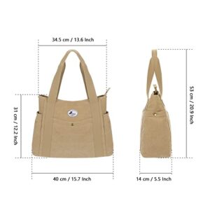 Phenas Women's Tote Shoulder Bag With Zipper Canvas Handbag Top Handle Satchel Bags Large Capacity Shopping Bag Travel Commuter Tote Bag Pool Beach Bags