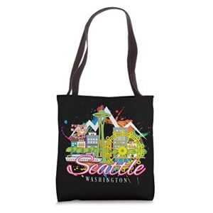 seattle washington skyline space needle – fashion tote bag
