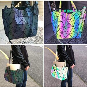 Women Handbags Geometric Luminous Bag PU Leather Shard Lattice Holographic Purse Ladies Shoulder Bag (3136M RED)