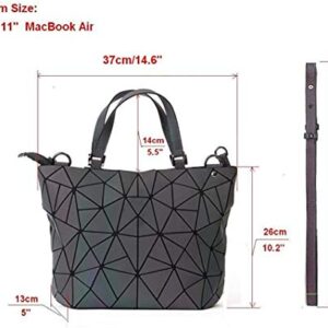 Women Handbags Geometric Luminous Bag PU Leather Shard Lattice Holographic Purse Ladies Shoulder Bag (3136M RED)