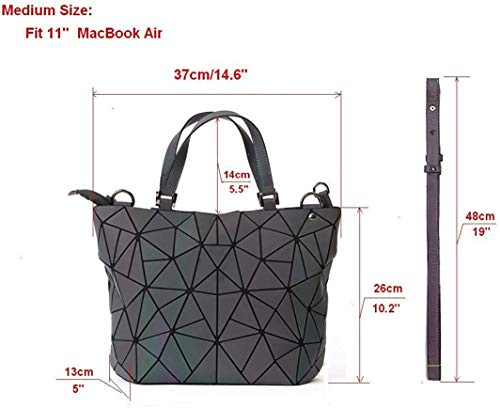 Women Handbags Geometric Luminous Bag PU Leather Shard Lattice Holographic Purse Ladies Shoulder Bag (3136M RED)