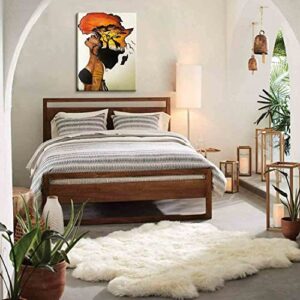 Framed African American Wall Art Homesick African Woman Posters Canvas Painting Black Girl Abstract African Sunset Landscape Wall Decor Picture Prints Art for Living Room Bedroom Home Decoration