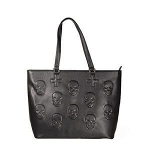 lost queen women’s gothic embossed skulls handbag alternative ladies satchel purse menth bag