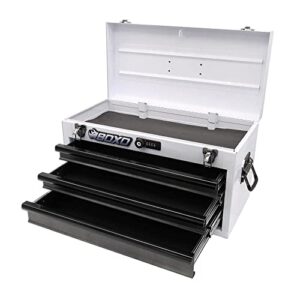 boxo usa hand carry tool box 3-drawer heavy duty steel toolbox with lock system (white)
