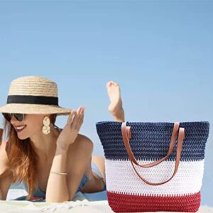 JNF Large Beach Bags for Women Crochet Beach bag Rattan Woven Tote Bag Travel Totes Bohemian Straw Beach Bags and Totes Towel Bag (Straw Beach bag 09)