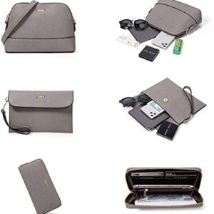 Shoulder Bags Women Fashion Leather Handbags Tote Bag Shoulder Bag Top Handle Satchel Purse Set 4pcs By ZZYY (Color : Grey)