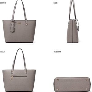 Shoulder Bags Women Fashion Leather Handbags Tote Bag Shoulder Bag Top Handle Satchel Purse Set 4pcs By ZZYY (Color : Grey)