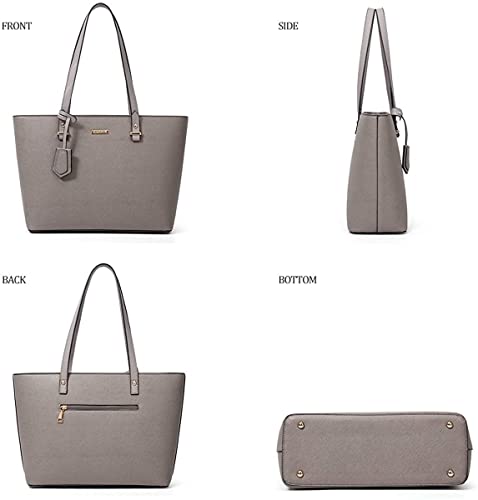 Shoulder Bags Women Fashion Leather Handbags Tote Bag Shoulder Bag Top Handle Satchel Purse Set 4pcs By ZZYY (Color : Grey)