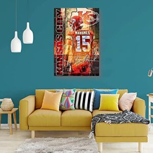 SHUOJIN Mahomes Patrick Football Team Wall Art Poster Scroll Canvas Painting Picture Living Room Decor Home Framed/Unframed 16x24inch(40x60cm)