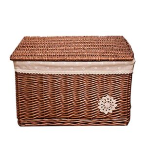 cosmetic box wicker storage basket with lid woven box laundry organizer bins rectangular seagrass baskets for storage decoration picnic groceries toy storage rattan basket