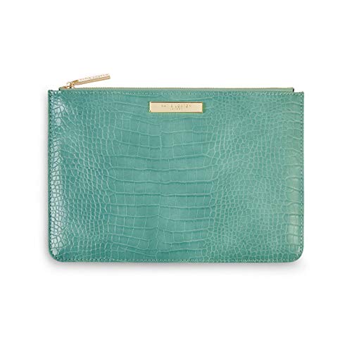 KATIE LOXTON Crocodile Womens Medium Vegan Leather Clutch Perfect Pouch Forest Mint Green