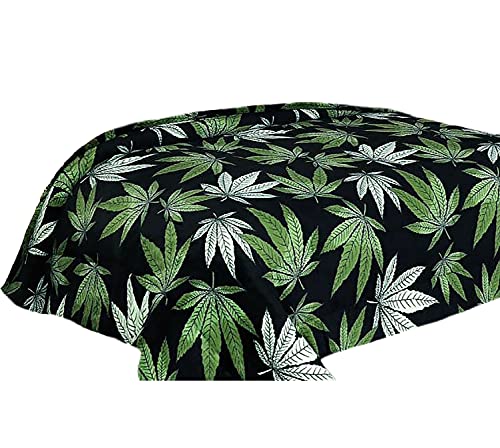 Home Must Haves Marijuana Leaf Fleece Plush Microfiber Super Soft Premium Warm Cozy Bed Blanket Throw, Black/Green, King (BLNK-Marijuana-King)