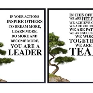 Office Wall Art Decoration Set - Motivational Decor - Leadership Saying - Gift for Boss, Manager, Team Leader, Coach, Teacher, Entrepreneur - Inspirational Quote Poster Print - Unique Photo 8X10 Set