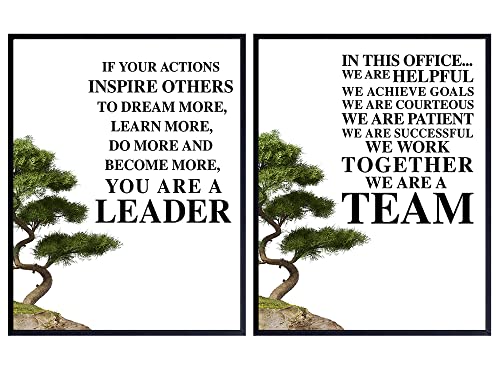 Office Wall Art Decoration Set - Motivational Decor - Leadership Saying - Gift for Boss, Manager, Team Leader, Coach, Teacher, Entrepreneur - Inspirational Quote Poster Print - Unique Photo 8X10 Set