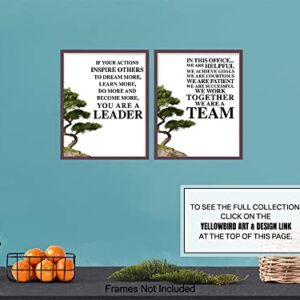 Office Wall Art Decoration Set - Motivational Decor - Leadership Saying - Gift for Boss, Manager, Team Leader, Coach, Teacher, Entrepreneur - Inspirational Quote Poster Print - Unique Photo 8X10 Set