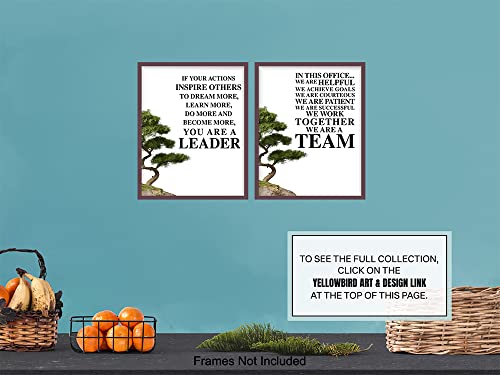 Office Wall Art Decoration Set - Motivational Decor - Leadership Saying - Gift for Boss, Manager, Team Leader, Coach, Teacher, Entrepreneur - Inspirational Quote Poster Print - Unique Photo 8X10 Set