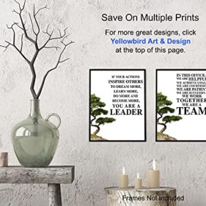 Office Wall Art Decoration Set - Motivational Decor - Leadership Saying - Gift for Boss, Manager, Team Leader, Coach, Teacher, Entrepreneur - Inspirational Quote Poster Print - Unique Photo 8X10 Set