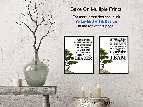 Office Wall Art Decoration Set - Motivational Decor - Leadership Saying - Gift for Boss, Manager, Team Leader, Coach, Teacher, Entrepreneur - Inspirational Quote Poster Print - Unique Photo 8X10 Set